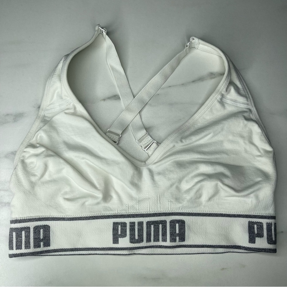 Puma White Crossback Racerback Sports Bra
